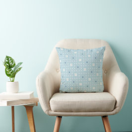 Blauw Minimaal Bloemmotief Geometrisch Patroon Kussen