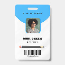 Blauw Minimaal Docenten ID Kaart