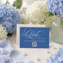 Blauw Minimaal Luxe Calligrafie Bruiloft
