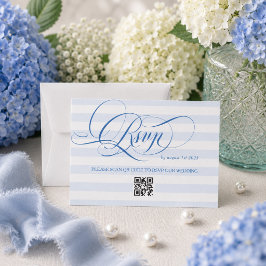 Blauw Minimaal Luxe Calligrafie Bruiloft RSVP Kaartje