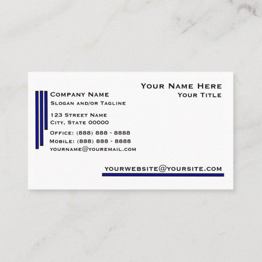 Blauw minimaal Visitekaartje (Achterkant)