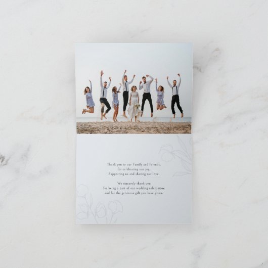 Blauw | Minimale kalligrafie-weduwfoto Bedankkaart (Binnen)