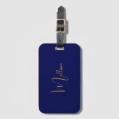 Blauw minimalistisch aangepaste naam bagagelabel (Voorkant (verticaal))
