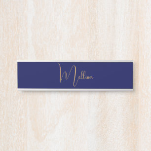 Blauw minimalistisch aangepaste naam deurbordje