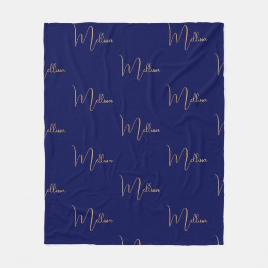 Blauw minimalistisch aangepaste naam fleece deken (Voorkant)