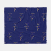 Blauw minimalistisch aangepaste naam fleece deken (Voorkant (Horizontaal))