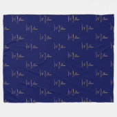 Blauw minimalistisch aangepaste naam fleece deken (Voorkant (Horizontaal))
