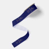 Blauw minimalistisch aangepaste naam grosgrain lint (Achterkant)