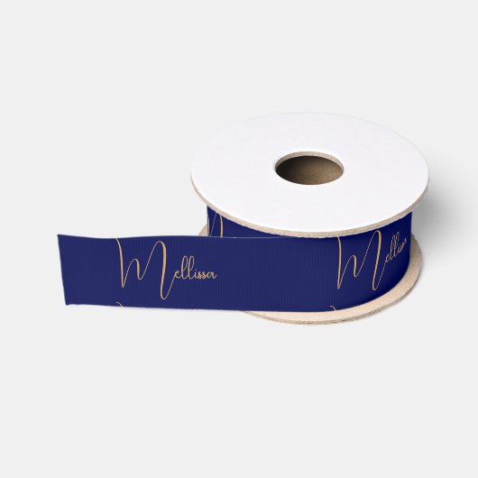 Blauw minimalistisch aangepaste naam grosgrain lint (Spoel)
