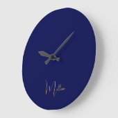 Blauw minimalistisch aangepaste naam  grote klok (Hoek)