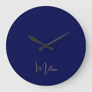 Blauw minimalistisch aangepaste naam grote klok