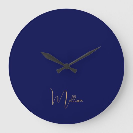 Blauw minimalistisch aangepaste naam  grote klok (Voorkant)