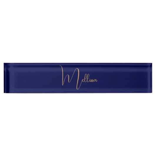 Blauw minimalistisch aangepaste naam  naambordje (Voorkant)