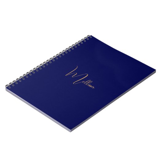 Blauw minimalistisch aangepaste naam  notitieboek (Linkerzijde)