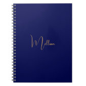 Blauw minimalistisch aangepaste naam  notitieboek (Voorkant)