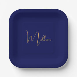 Blauw minimalistisch aangepaste naam papieren bordje