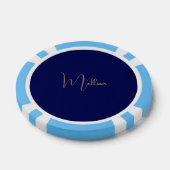 Blauw minimalistisch aangepaste naam poker chips (Enkel)
