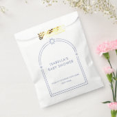 Blauw Minimalistisch Boho Arch Baby shower Bedankzakje (Gezegeld)