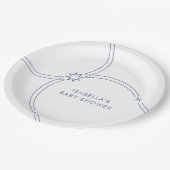 Blauw Minimalistisch Boho Arch Baby shower Papieren Bordje (Gekanteld)