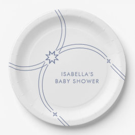 Blauw Minimalistisch Boho Arch Baby shower Papieren Bordje