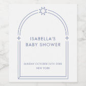 Blauw Minimalistisch Boho Arch Baby shower Wijn Etiket (Enkel label)
