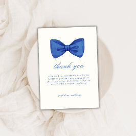 Blauw Minimalistisch Bow Stropdas Boy Baby shower Bedankkaart