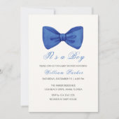 Blauw Minimalistisch Bow Stropdas Boy Baby shower Kaart (Voorkant)