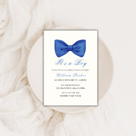 Blauw Minimalistisch Bow Stropdas Boy Baby shower Kaart