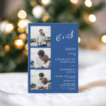 Blauw minimalistisch casual initiaal fotobruiloft