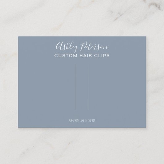 Blauw minimalistisch elegant haarklemweerscherm visitekaartje (Voorkant)