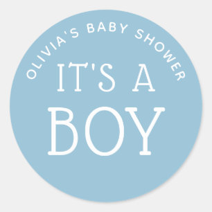 Blauw minimalistisch favor label. Het is een jonge Ronde Sticker