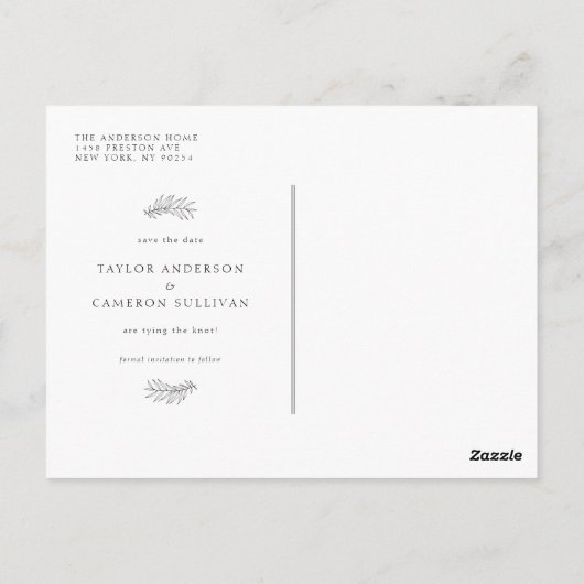 Blauw Minimalistisch Frame Foto Save the Date Briefkaart (Achterkant)