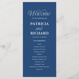 Blauw Minimalistisch Huwelijksprogramma Volgorde v Programmakaart