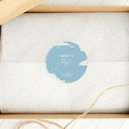 Blauw Minimalistisch Klaar om Pop jongen baby show Ronde Sticker