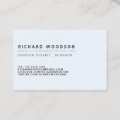 Blauw minimalistisch klassiek professioneel modern visitekaartje (Achterkant)