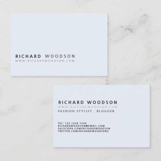 Blauw minimalistisch klassiek professioneel modern visitekaartje (Voorkant / Achterkant)