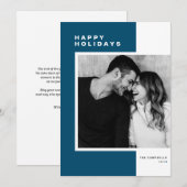 Blauw minimalistisch kleurenblok Prettige feestdag Feestdagenkaart (Voorkant / Achterkant)