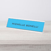 Blauw minimalistisch laagje modern bureau naambordje (Voorkant)