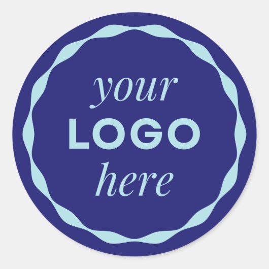 Blauw minimalistisch logo cirkel sticker (Voorkant)