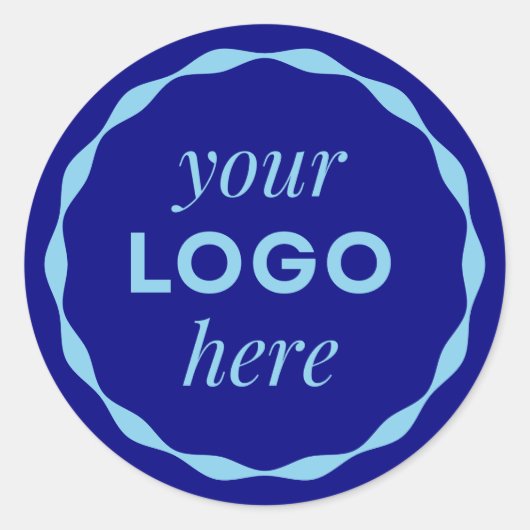 Blauw minimalistisch logo cirkel sticker (Voorkant)