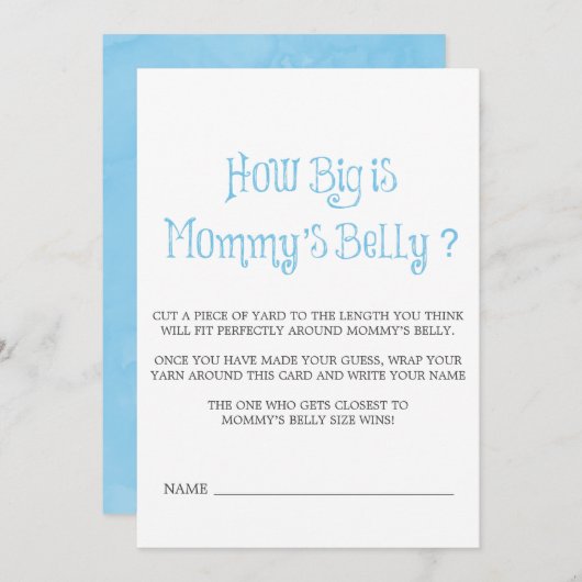 Blauw minimalistisch Manuscript hoe groot is de bu (Voorkant / Achterkant)