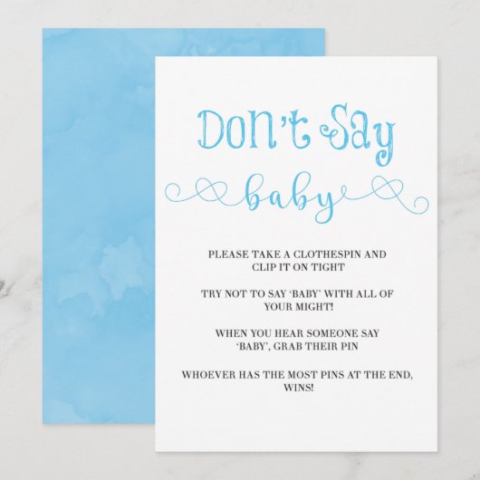 Blauw Minimalistisch Manuscript zeg niet Baby nodi (Voorkant / Achterkant)