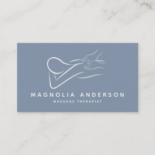 Blauw minimalistisch modern   Massagetherapist Visitekaartje
