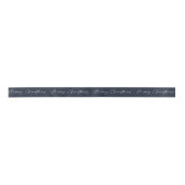 Blauw minimalistisch modern script Vrolijk kerstfe Satijnen Lint (Voorkant)