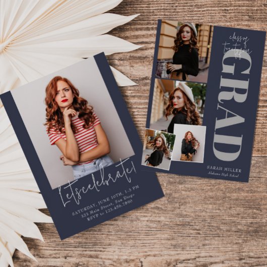 Blauw Minimalistisch Modern Verticaal 5 Pic Afstud Kaart