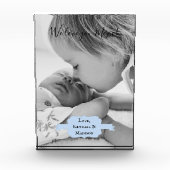 Blauw minimalistisch Moederdag fotoblok (Voorkant)