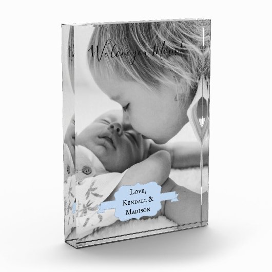 Blauw minimalistisch Moederdag fotoblok (Links)