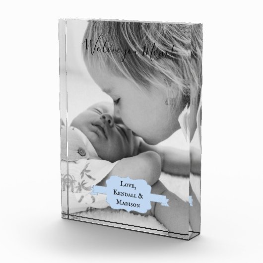 Blauw minimalistisch Moederdag fotoblok (Rechts)