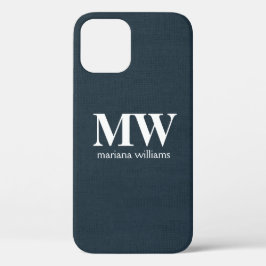 Blauw Minimalistisch Monogram Eerste Letter Naam Case-Mate iPhone Case