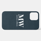 Blauw Minimalistisch Monogram Initiaal Naam Case-Mate iPhone Case (Achterkant (horizontaal))